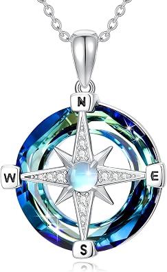 Star Necklace for Women Girls 925 Sterling Silver Star Moonstone Pendant Necklace Infinity/Round Spin Star Necklace Star Jewelry Gifts for Women Girls