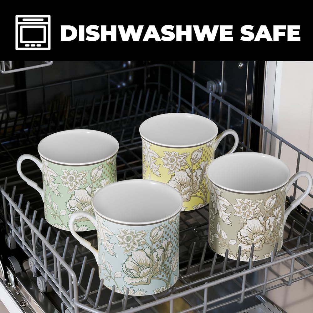 Ceramic Coffee Mugs Set of 4, 12 Oz Floral Pattern, Microwave and Dishwasher Safe, Comfortable Handles, Gifts for Women and Men, for Coffee, Tea, Latte, Cappuccino - Image 7