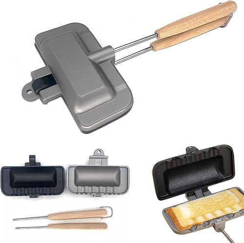 Miniatura 1 de Longzhuo Sartén antiadherente de doble cara para sándwich para desayuno para hacer sándwiches de desayuno con mango extraíble para desayuno