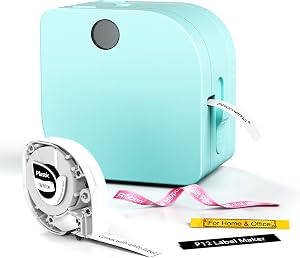 Phomemo Label Maker Machine with Tape, P12 Bluetooth Small Label Maker with Multiple Templates Thermal Transfer Ribbon Printer Machine for Home, School, Gift Wrapping, Office, Green