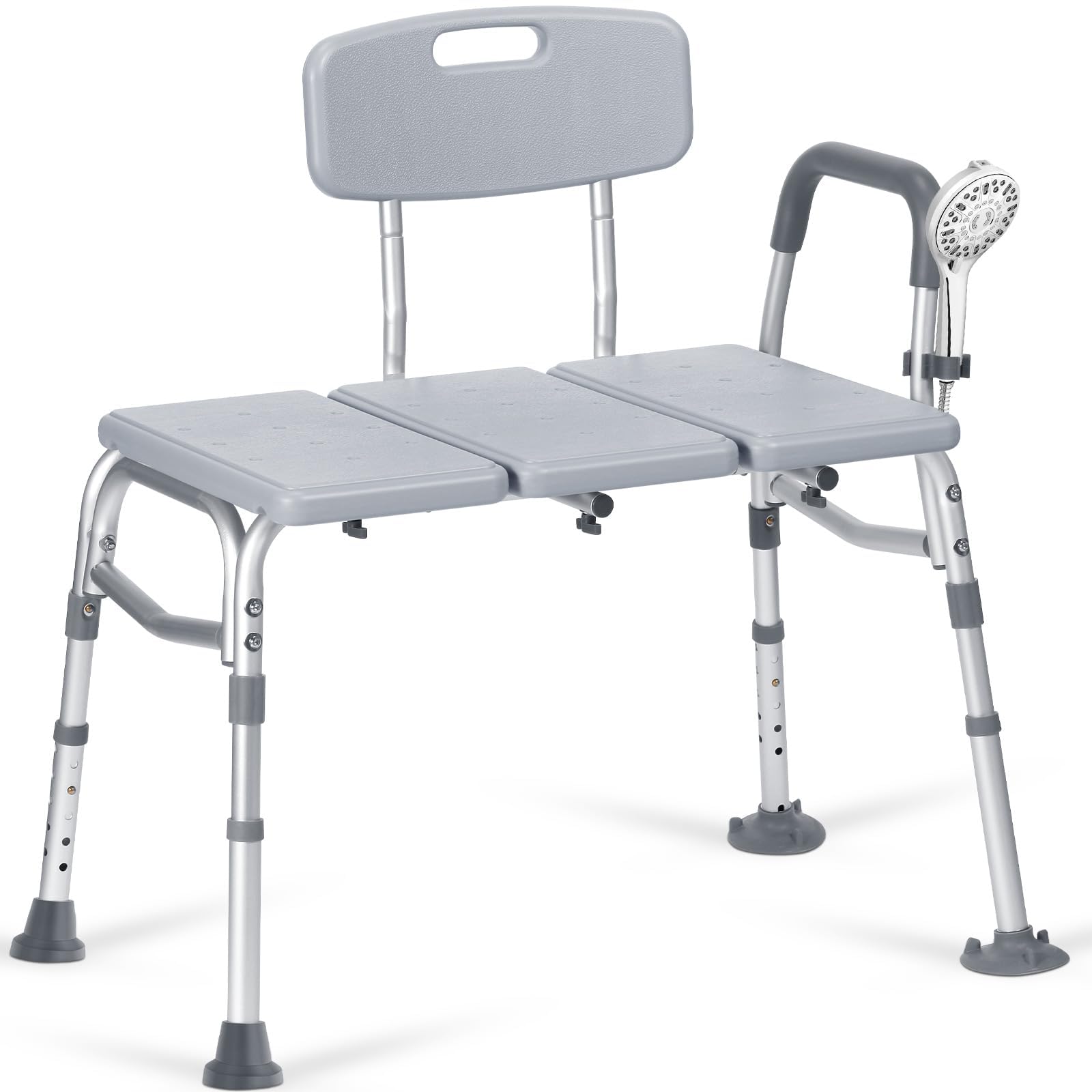 Chaise de douche robuste 226 kg avec dossier réversible et ventouses