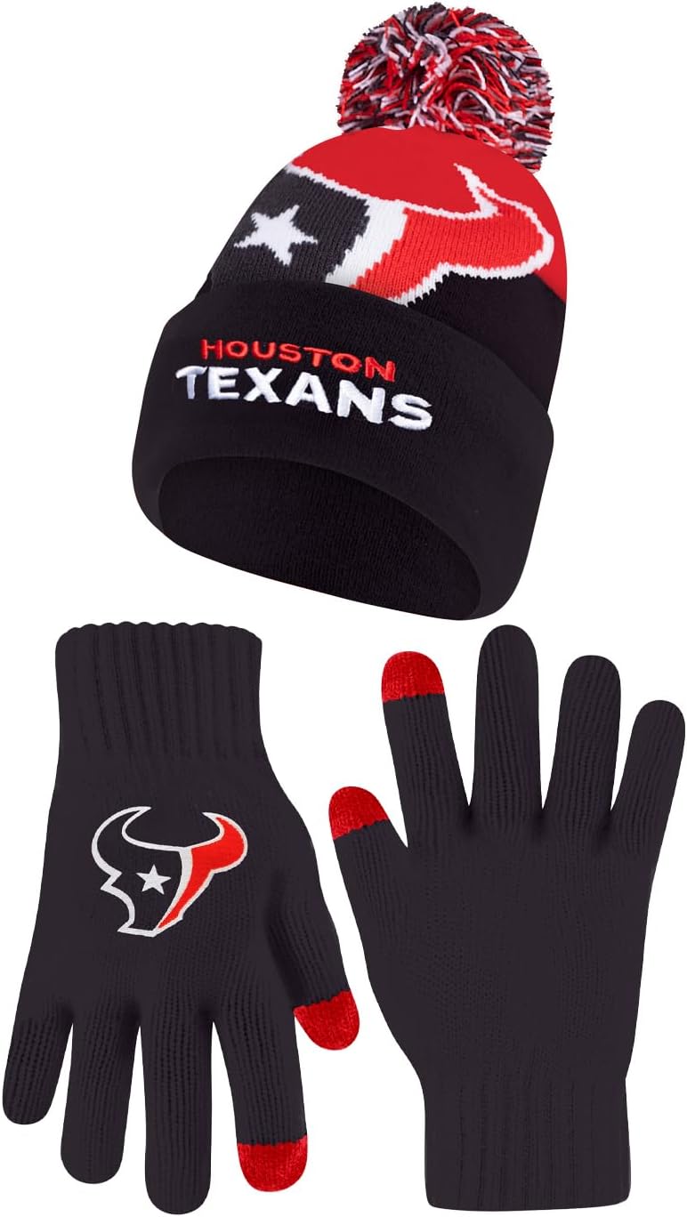 Ultra Game Adults NFL Official Super Soft Winter Beanie Knit Hat With Warm Touch Screen Gloves
