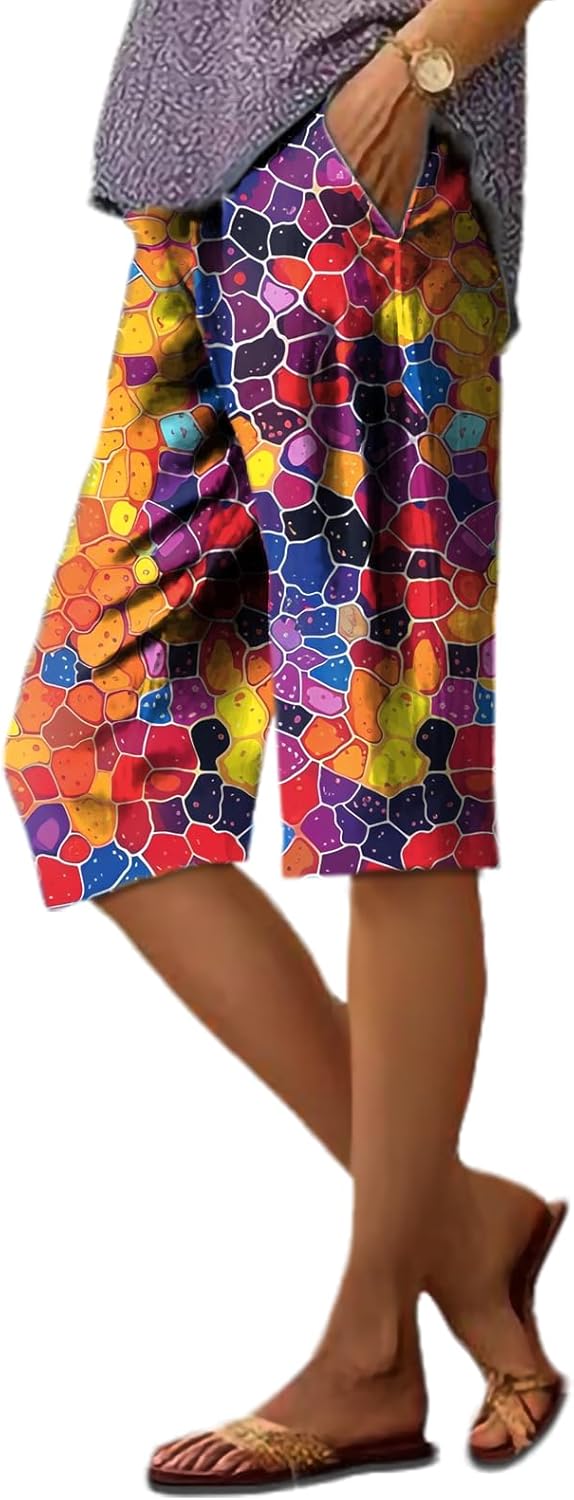 Pants for Women Bohemian Cool Graphic Hippie Y2K Fashionable Oversized Knee Length ...