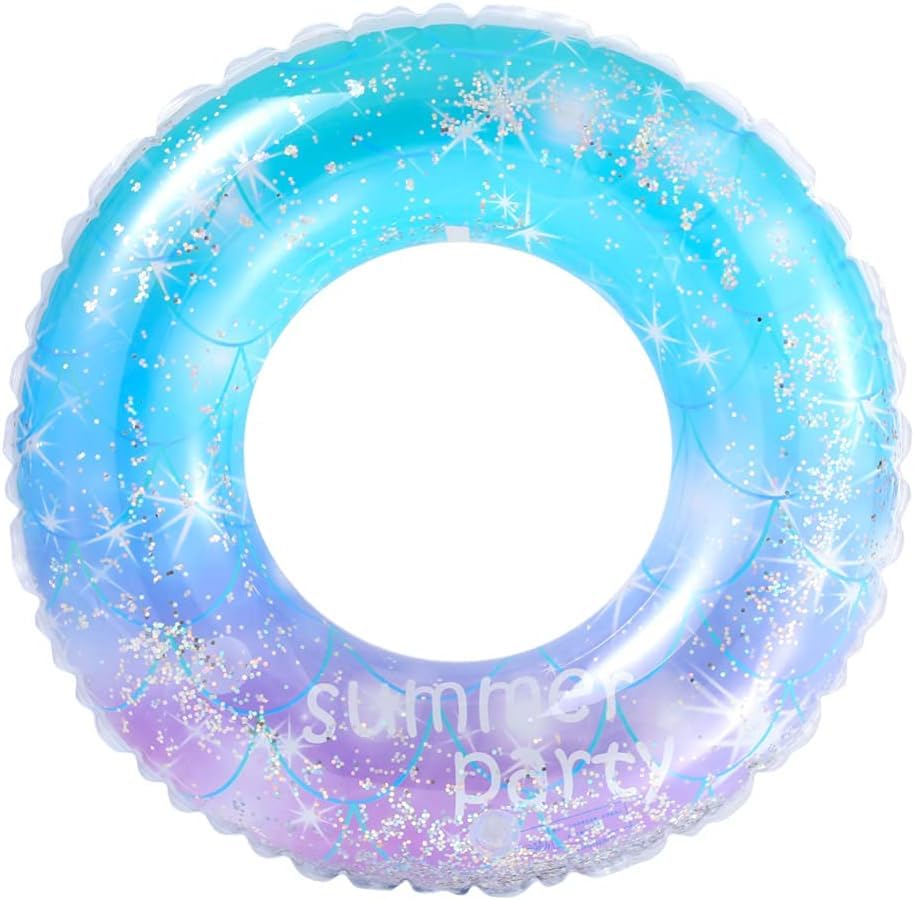 Unicorn Swim Ring Rainbow Horse Pool Swim Ring Naruto Pool Inflatable Water Ring Toys for Kids and Adults - (80 CM, Happy Summer)
