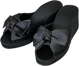 Vivienne(ヴィヴィアン) 【 8cmヒール ルームシューズ リボン ブラック 23.5cm 】PVC裏底 スリッパ 厚底 ハイヒール エステサロン ネイルサロン 71034SP-BB-BK