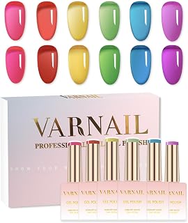 VARNAIL Rainbow Candy Jelly Gel Nail Polish Kit 6 Colors 15 ml, Glass Tint Sheer Gel Polish, Salon Quality Soak off UV Light Gel Nail Polish Set