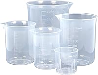 JasperKino 5 Pack Plastic Measuring Jugs - Transparent Heat-Resistant Graduated Beakers 30ml-300ml for Cooking Baking Lab Use