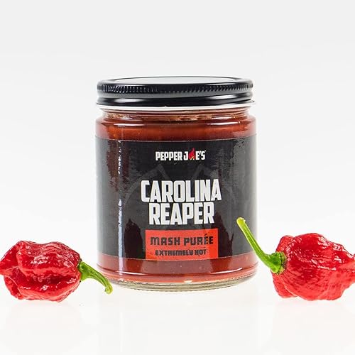 Pepper Joe's Carolina Reaper Mash - Tarro de 9 onzas de puré de chile extremadamente picante - Puré de pimienta fermentado para cocinar y hacer