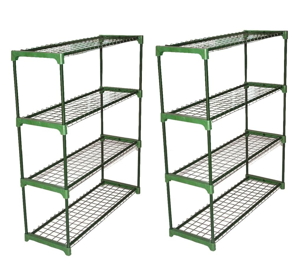 Panana Grey 4 Tier Greenhouse Staging Plant Stand Greenhouse Racking Shelving Unit For Garden Shed Garage Pack Of 2
