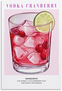 Vodka Cranberry Art Print Cocktail Poster, Wedding Signature Drink Sign, Bar Cart Decor Canvas Painting Posters And Wall Art Pictures Are Used For Room Aesthetics And Decoration 12x18inch(30x45cm)