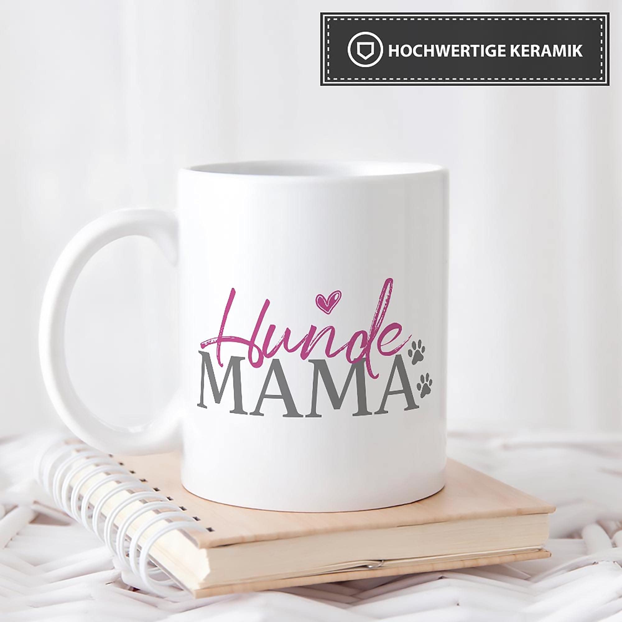 Emaille-Tasse 'Hundemama' Mit Spruch – Robuster Metallbecher 300 Ml, Für Camping & Outdoor, Persönliches Geschenk