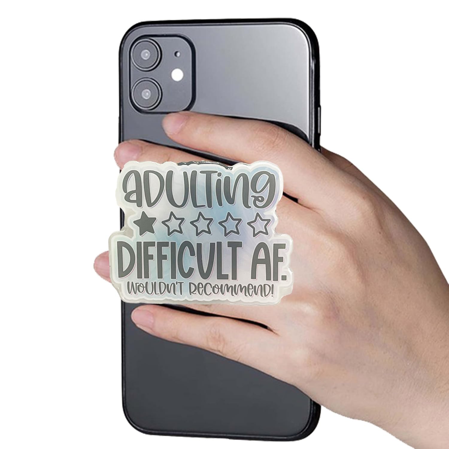 Phone Grip - Phone Holder - Collapsible Grip - Finger Ring Stand - Customizable Secure Epoxy Phone Grip (Adulting)