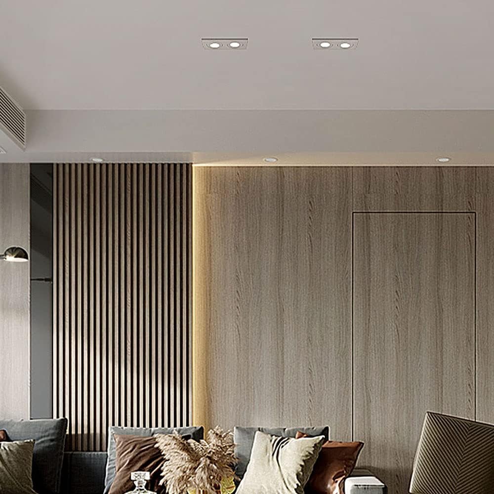 LED Recessed Lighting Ceiling Spotlight Accent Lamp, 2-Light Adjustable Indoor Ceiling Downlight, Modern Ceiling Spots Accent Lights for Living Room Corridor Bedroom (Color : White-6000K)