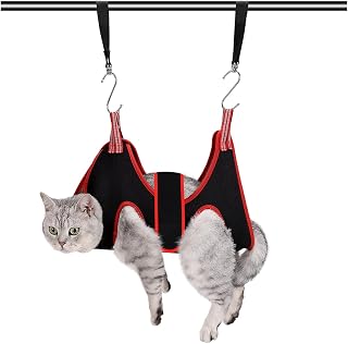 ATO-DJCX XS Cat Grooming Hammock Harness for Small Dogs - Nail Trimming Sling, Ear Eye Care Restraint Bag (6.5", 25 lbs Max)