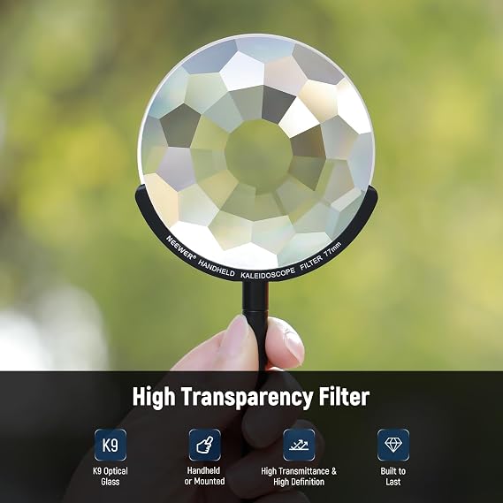 NEEWER 77mm Handheld Kaleidoscope Prism Lens Filter, Glass Prism Camera Lens Effect Filter, Detachable Handles, Multi Refraction, Variable Number of Photographic Subjects, DSLR Photography Accessory