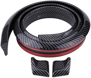 Acouto 1.5m/4.9ft Carbon Fiber Soft Rubber Car Rear Roof Trunk Spoiler Wing Lip Sticker(Black)