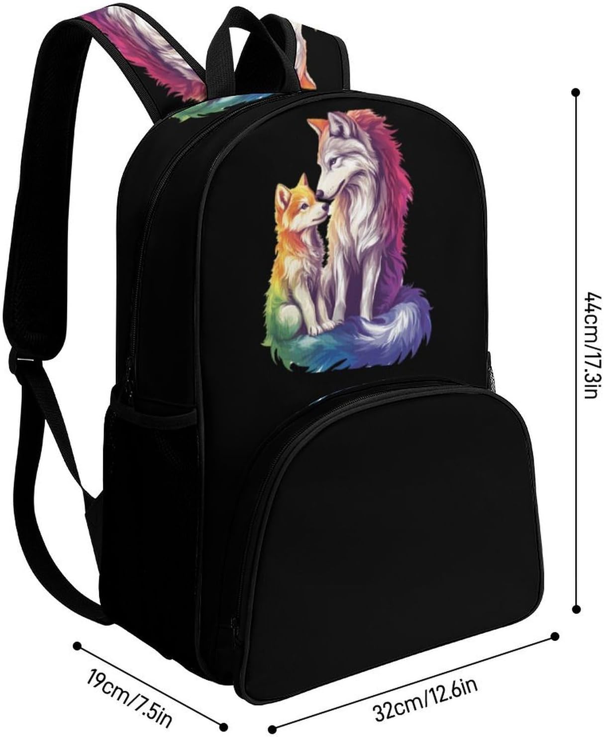 Colorful Wolf Family Travel Backpack Large Laptop Backpacks Heavy Duty Shoulder Bag Casual Daypack image 2