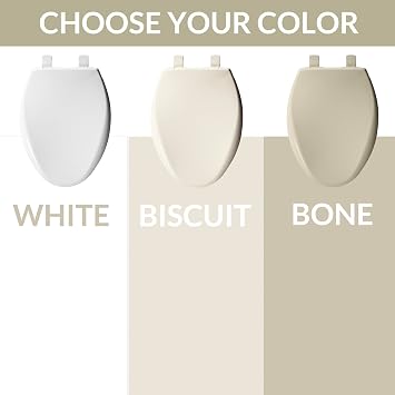 Bemis Aurora Slow Close Toilet Seat, Easy Clean Hinges and Adjustable Perfect Fit Plastic Seat, Made in USA, Round, Biscuit