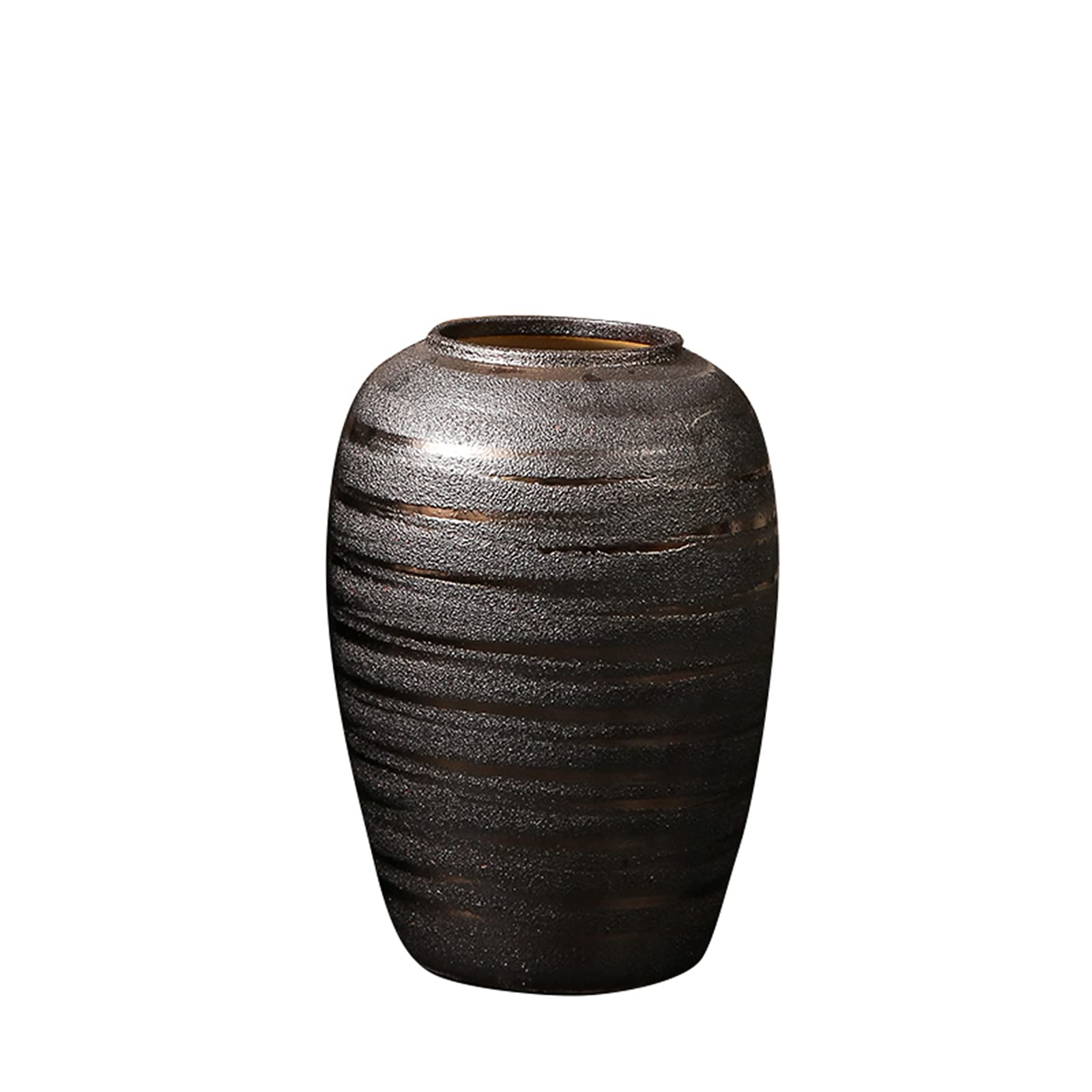 asdchZen Vintage Craft Vases, Earthenware Pot Living Room Floor Decoration Indoor Flower Vase Hotel Lobby Large Decorative Vase,28 * 40CM