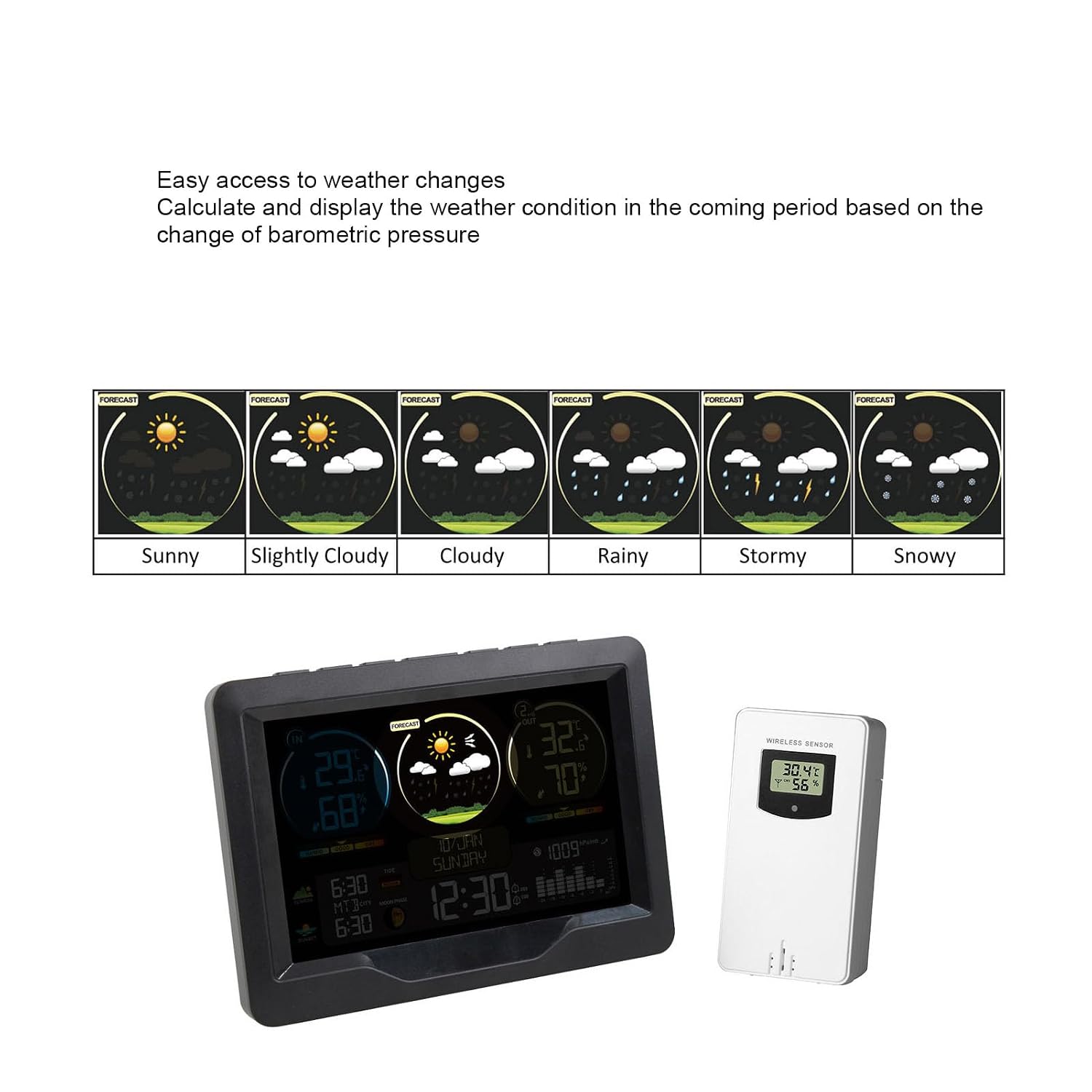 TYTOGE Weather Clock,Professional Color Screen Digital Weather Thermometer for Temperature Humidity Sunup Sundown, TYTOGEpfi87q265k