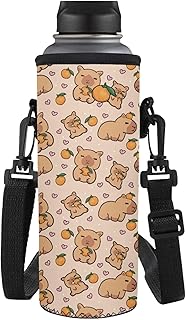 Kawaii - Soporte ligero para botella de agua con correa para niñas, viajes, escuela, Kawaii Capibara, Talla única, Juego de mochila escolar