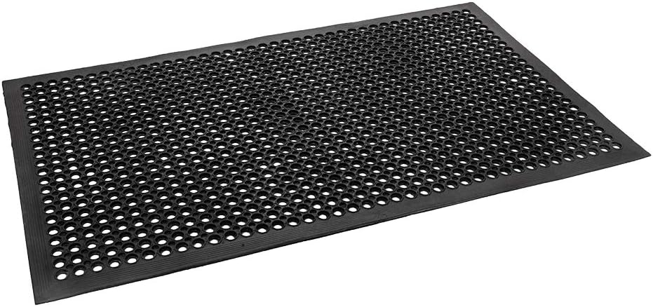 Anti-Fatigue/Non-Slip Drainage Mat, 36''x 60'', Black, Ideal for Kitchen, Restaurant, Bar, Bathroom, Utility, Garage, Pool Entry, Indoor