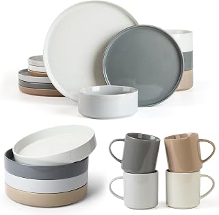 Famiware Nebula Plates and Bowls Sets with Mugs Set, 20 Pieces Dinnerware Sets, Dishes Set for 4, Multi-color