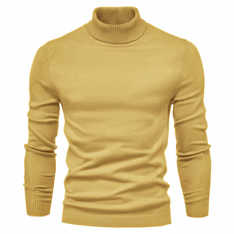 Maglione Uomini Casual A Colori Solidi Pulluver Pullover Calda Maglione A Singhiozzo Aderente Autunno E Inverno-Yellow,XXL