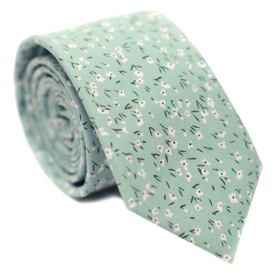 'JESLANG Men's Cotton Printed Floral Tie 2.56'' Skinny Narrow Necktie Various Designs'