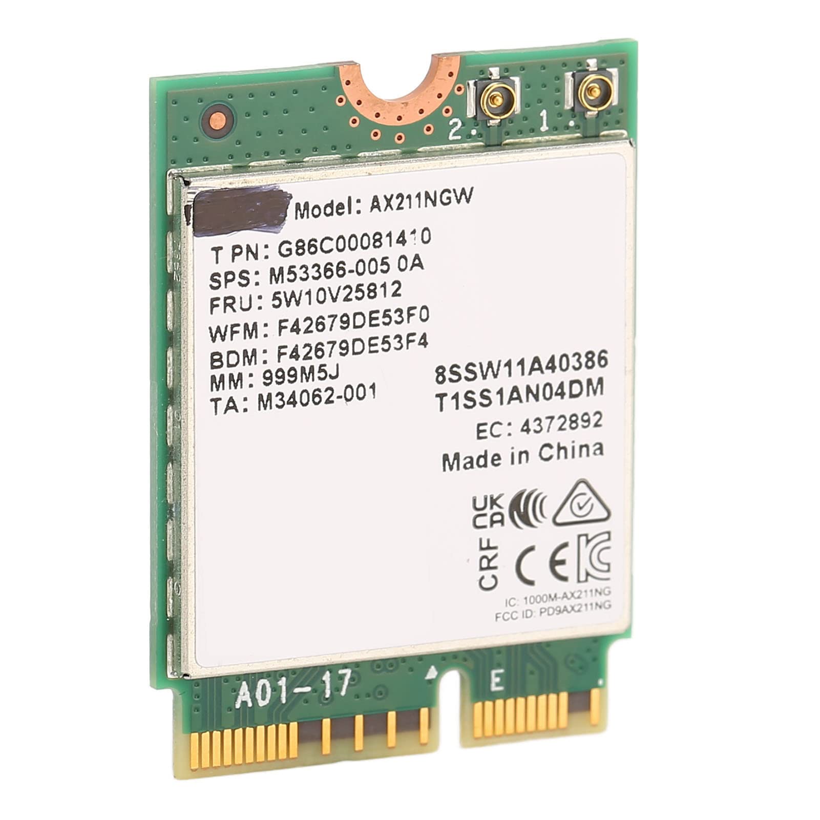M.2 Network Card, 2400Mbps High Speed WiFi Adapter with BT5.2 and Triple Band 2.4GHz 5GHz 6GHz, for 10