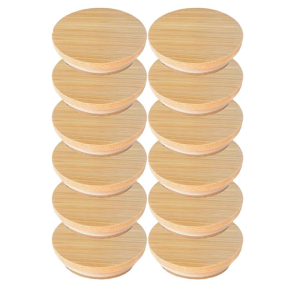 Vjsujehgy Reusable Airtight Bamboo Lids for Pots, 12-Pack-for Storage and Food Preservation Jars