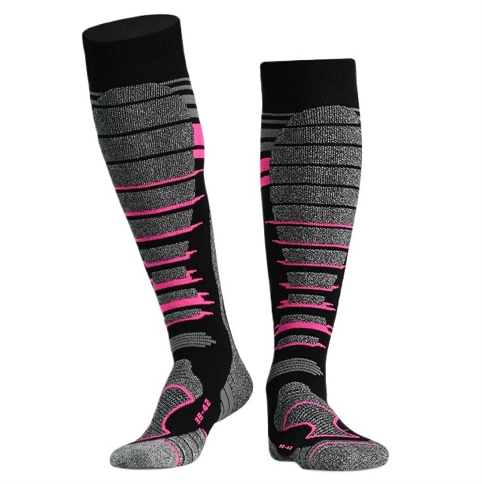 Chaussette Ski Lot De 2 Paires Chaussettes Ski for Homme Et Femme, Idéales Les Sports d'hiver en Plein Air, Laine Isolante Épaisse, Respirantes Résistantes À l'usure