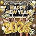 KatchOn, Huge New Years Decorations 2026 Set - Pack of 44 | Gold and Black Happy New Year Banner, 2026 Balloon Numbers | New Years Balloons for NYE Decorations, New Years Eve Party Supplies 2026