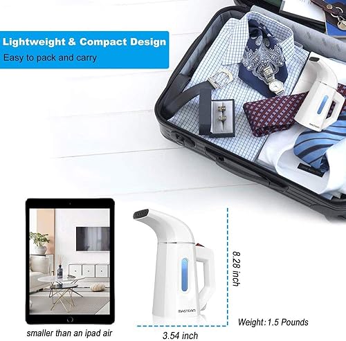 Miniatura 5 de Vaporizador de mano para ropa, elimina arrugas, vaporizador de prendas para sombrero, 0.68 kg de peso ligero, calentamiento rápido en 40 s, cable