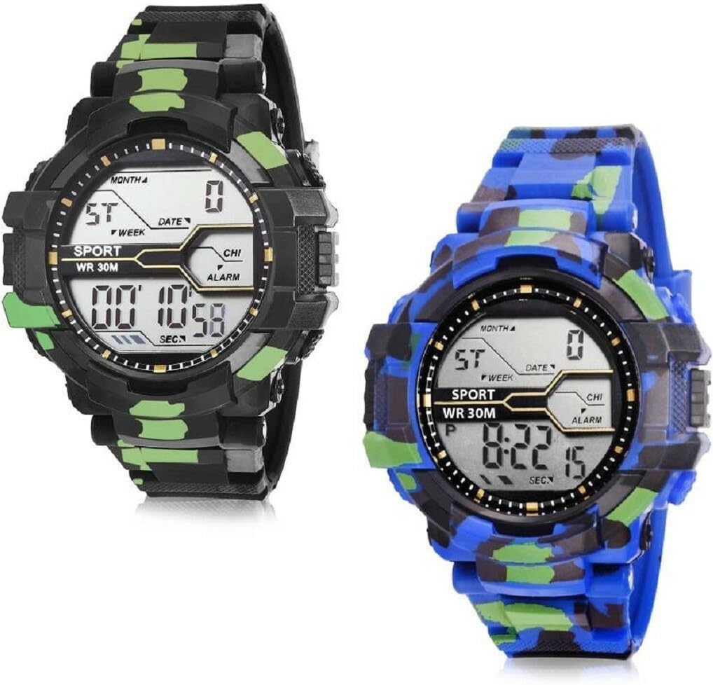 TARIDO Combo Watch Green Multi-Functional Automatic Army Strap Waterproof Digital Sports Digital Watch - for Boys & Girls