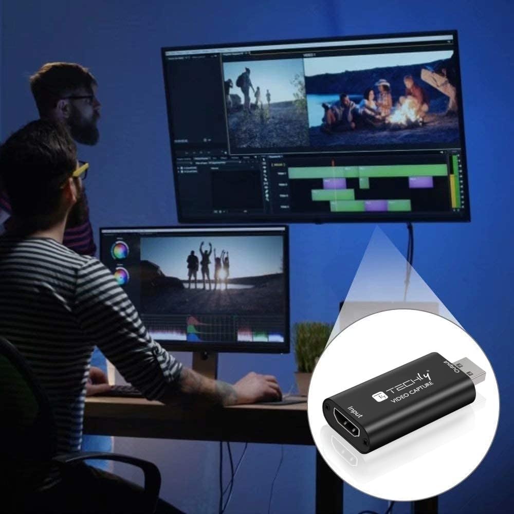 Techly 361919 - Tarjeta de Captura de vídeo HDMI 1080P, portátil, Color Negro