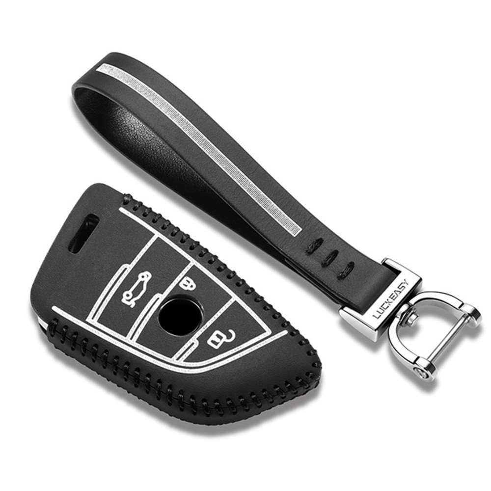 Tucool Racing Remote Car Key case 3 Button for BMW X1 sDrive 2016 X5 X6 2017 xDrive 35i 2018 car Key Holder Leather Cover (Black 1)