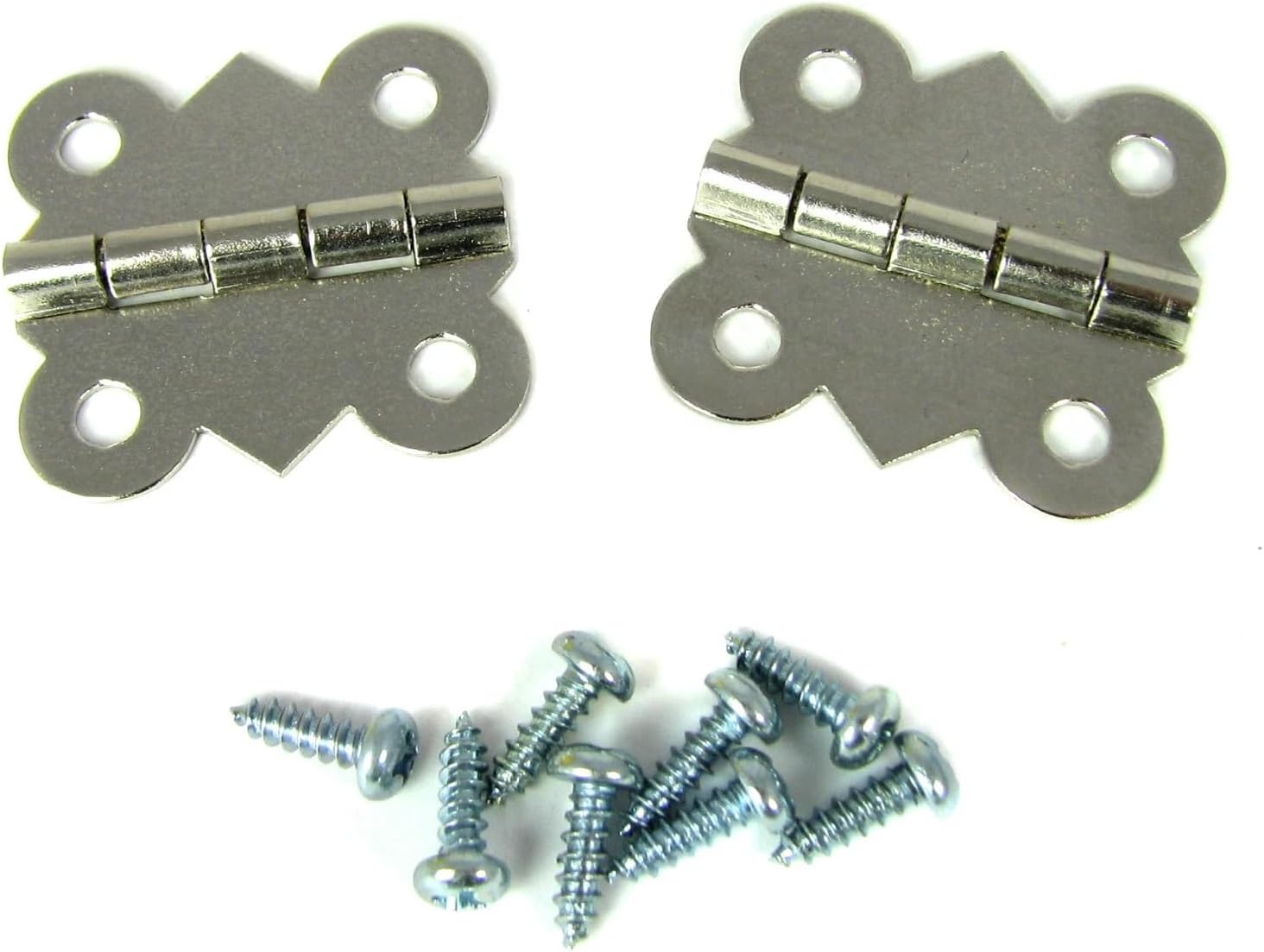 Small Silver Metal Hinge for Cabinet Door Box Hinges with Screws Butterfly Shape for Small Jewelry Box and DIY Projects,Size 25x20mm Approx.1 Inch Pack of 20 Pcs (White)