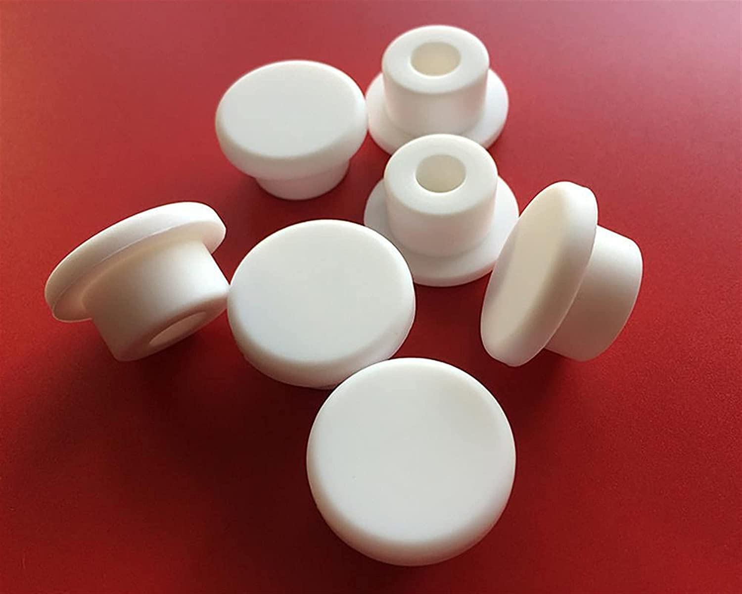 Silicone Hole Plug,10pcs Black/White Silicone Rubber Hole Caps 6.8mm to 51.3mm T Type Plug Cover Snap-on Gasket Blanking End Caps Seal Stopper(White,33.3mm)