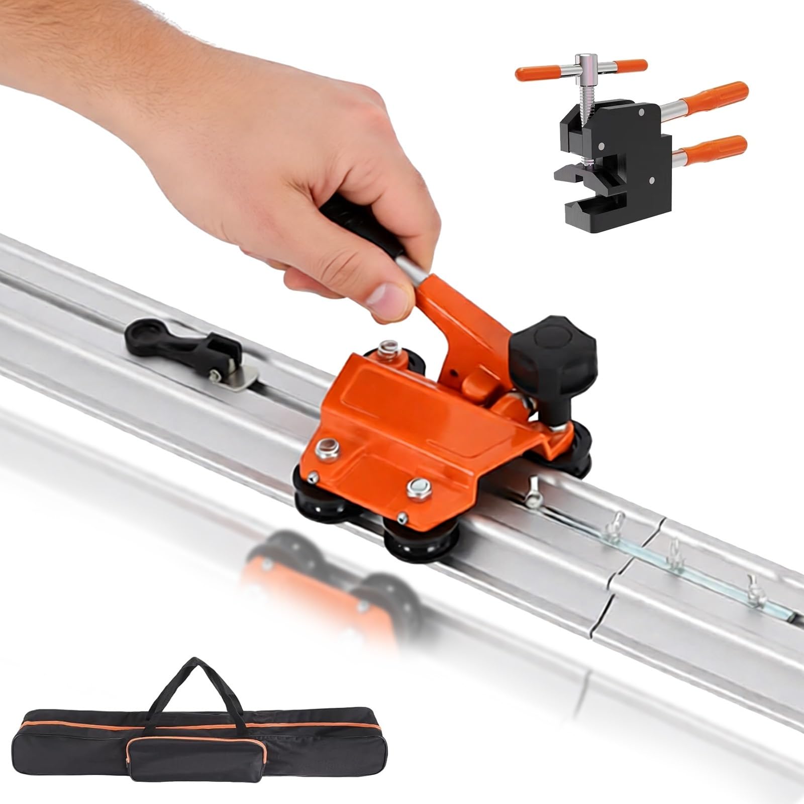 Cortador manual de azulejos de doble riel de alta resistencia, profesional de 118 pulgadas con mango ergonómico para cortar azulejos y granito en talleres y uso industrial