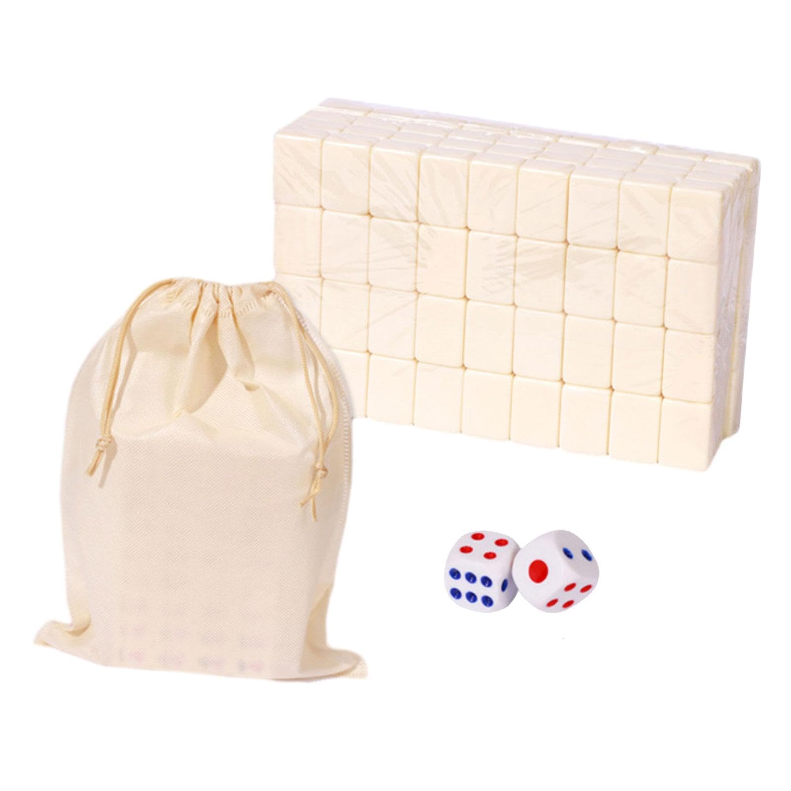 Reise Mahjong Set, Chinesisches Mahjong Spielset, Klassisches Spiel mit Aufbewahrungstasche, Chinesisches Mahjong Spielset für Jungen Und Mädchen, 30 mm Weiß
