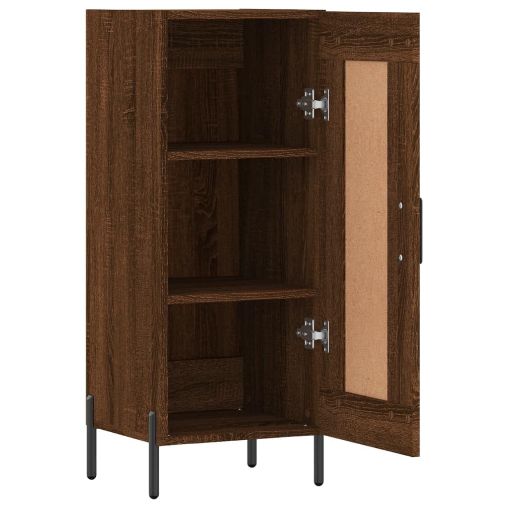 Kredens o wyglądzie dębu, materiał drewnopochodny z metalowymi nogami, 34,5 x 34 x 90 cm, komoda do salonu z 3 półkami, szafa do salonu, do korytarza, jadalni, szafki pomocniczej i kredens
