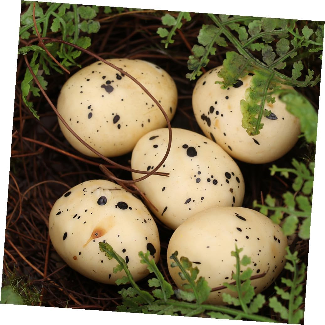 HAPINARY 1 Set Vine Bird Nest Decoration with Simulation Eggs Creative Rattan Bird Nest Ornament for Garden Patio Balcony Parakeet Cockatiel Nesting