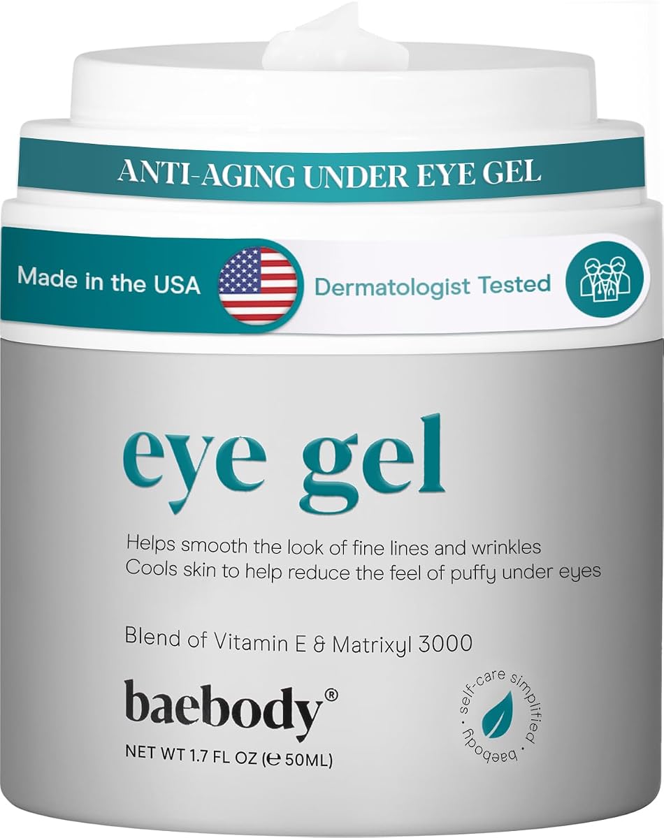 Gel refrescante debajo de los ojos Baebody para ojeras e hinchazón, 1.7 fl oz | Crema hidratante antienvejecimiento avanzada para debajo de los ojos: regalo de belleza para mujeres