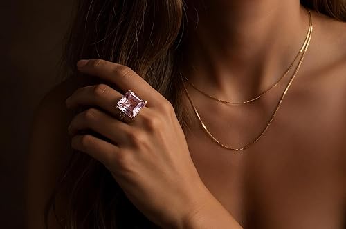 Miniatura 4 de Attractive Rose Quartz Ring - Statement Stone Rings, Crystal Rings, Handmade Rings - Cocktail Birthstone Jewelry for Women - Customizable Ring Size