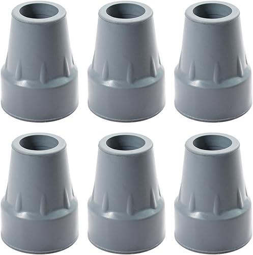 Puntas de muletas, paquete de 6 puntas de goma de 78 pulgadas de alta resistencia para muletas de repuesto, puntas de caña de goma para caminar,