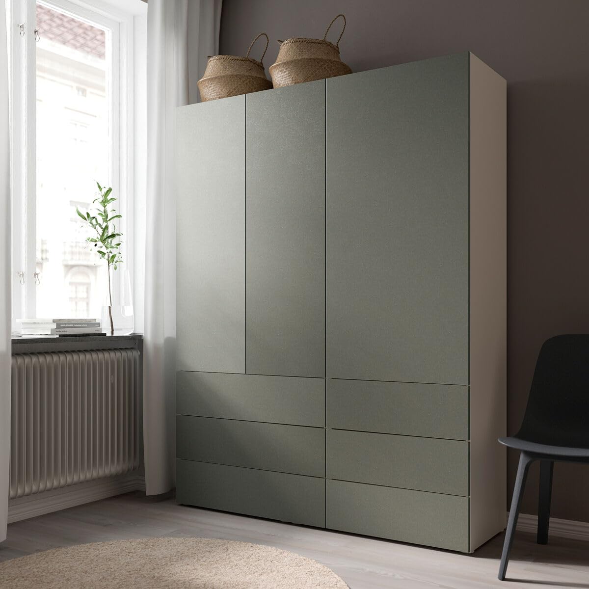 Façade de tiroir 80 x 20 cm ProTuning KLUBBUKT gris-vert pour meuble de cuisine