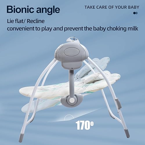 Miniatura 2 de Cómodo columpio portátil para bebé, cómoda mecedora con música relajante, plegable, diseño biónico, se pliega fácilmente, barra de juguetes