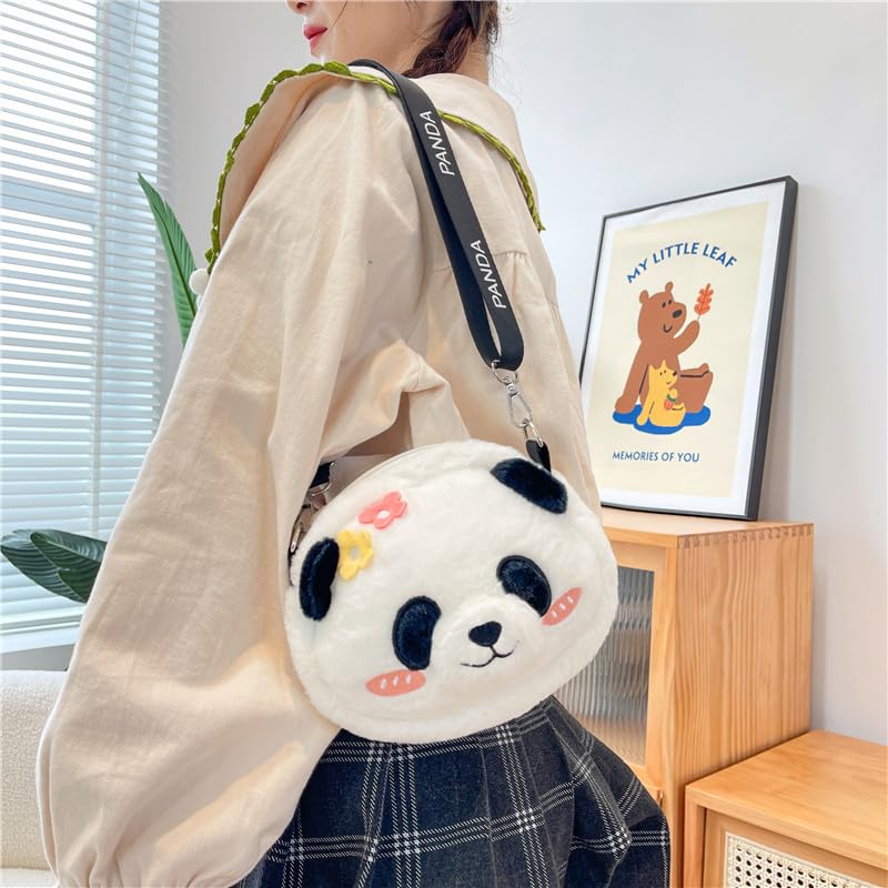 Cute Panda Plush Crossbody Purse Small Fluffy Satchel Shoulder Bag Messenger Bag Handbag Purse for Women4