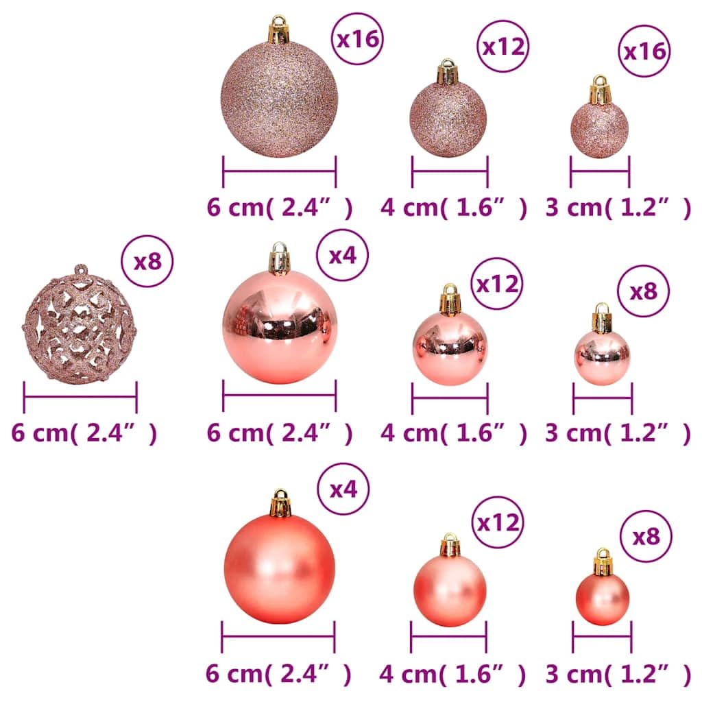 Weihnachtskugeln 100 STK Rosa und Rose Polystyrol Kugeln 3 4 6 cm matt glitzernd glänzend hohl Christbaumschmuck für Tannenbaum Zweig Dekor Advent Wohnzimmer Festtag